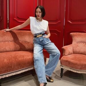 Eva Padded Shoulder Muscle T-Shirt - White